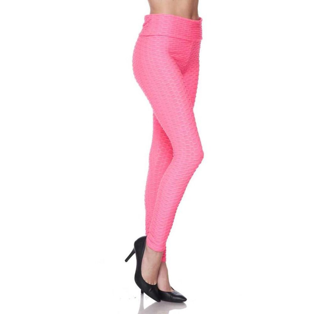 World of Leggings Scrunch Butt Popcorn Textured High Waisted Leggings with